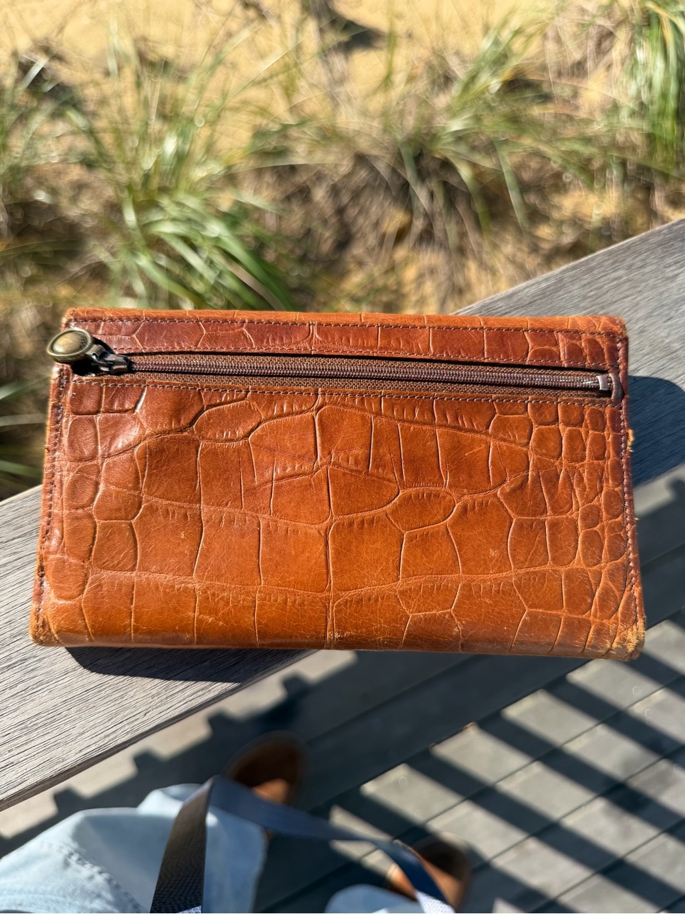 Vintage Ghurka Cognac Croc-Embossed Leather Continental Envelope Wallet - Picture 11 of 13